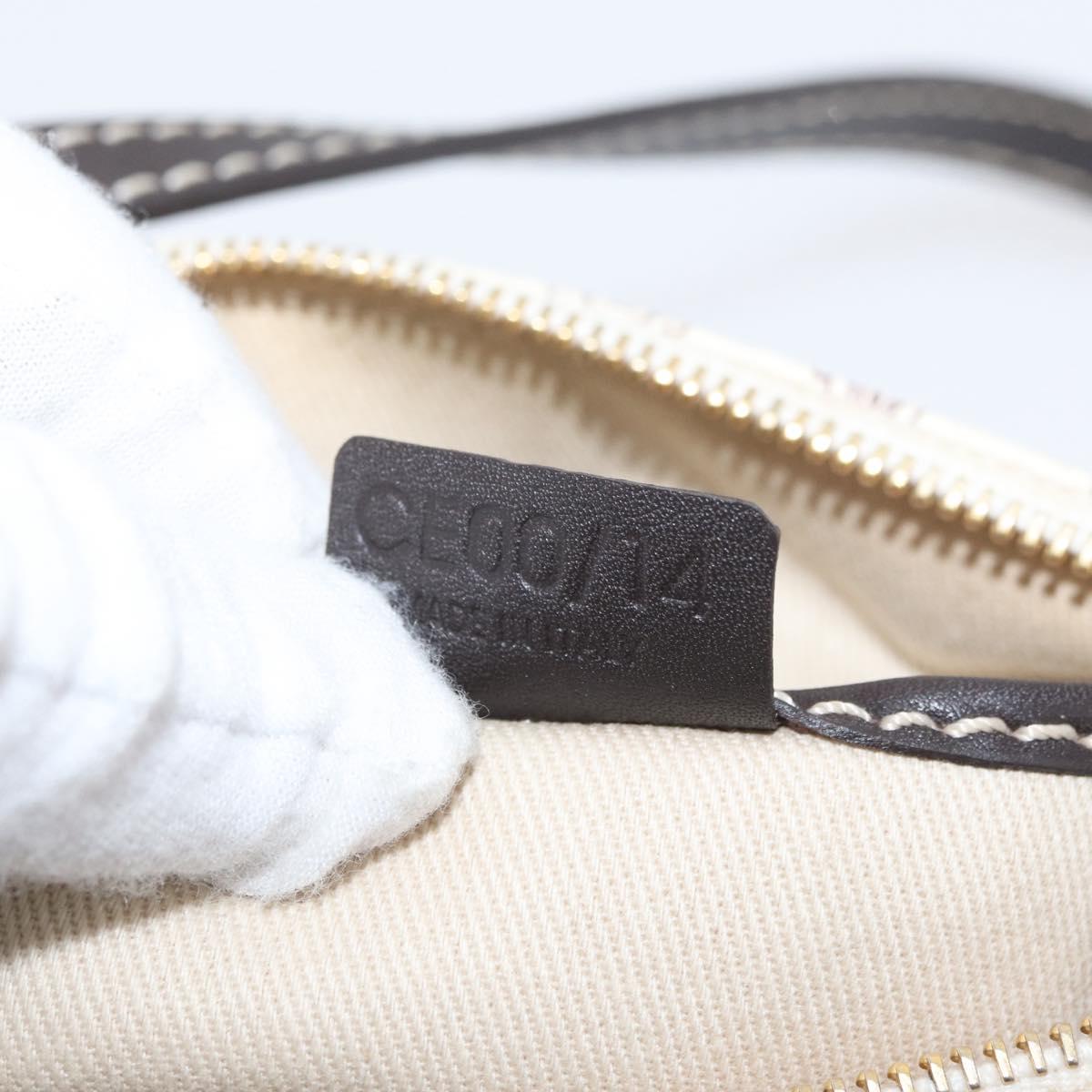 CELINE Macadam Canvas Accessory Pouch PVC Leather White Gold Auth ep13877A