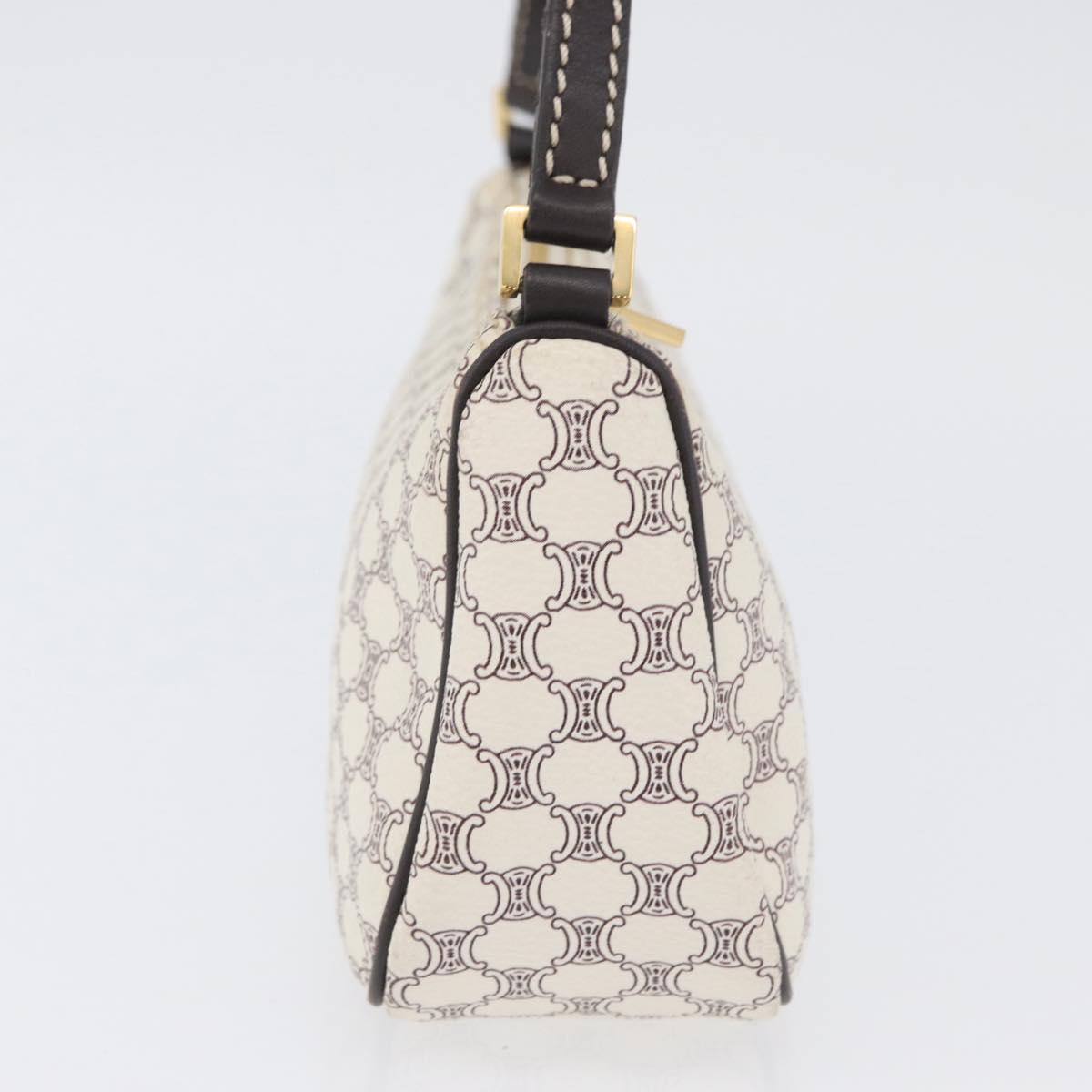 CELINE Macadam Canvas Accessory Pouch PVC Leather White Gold Auth ep13877A