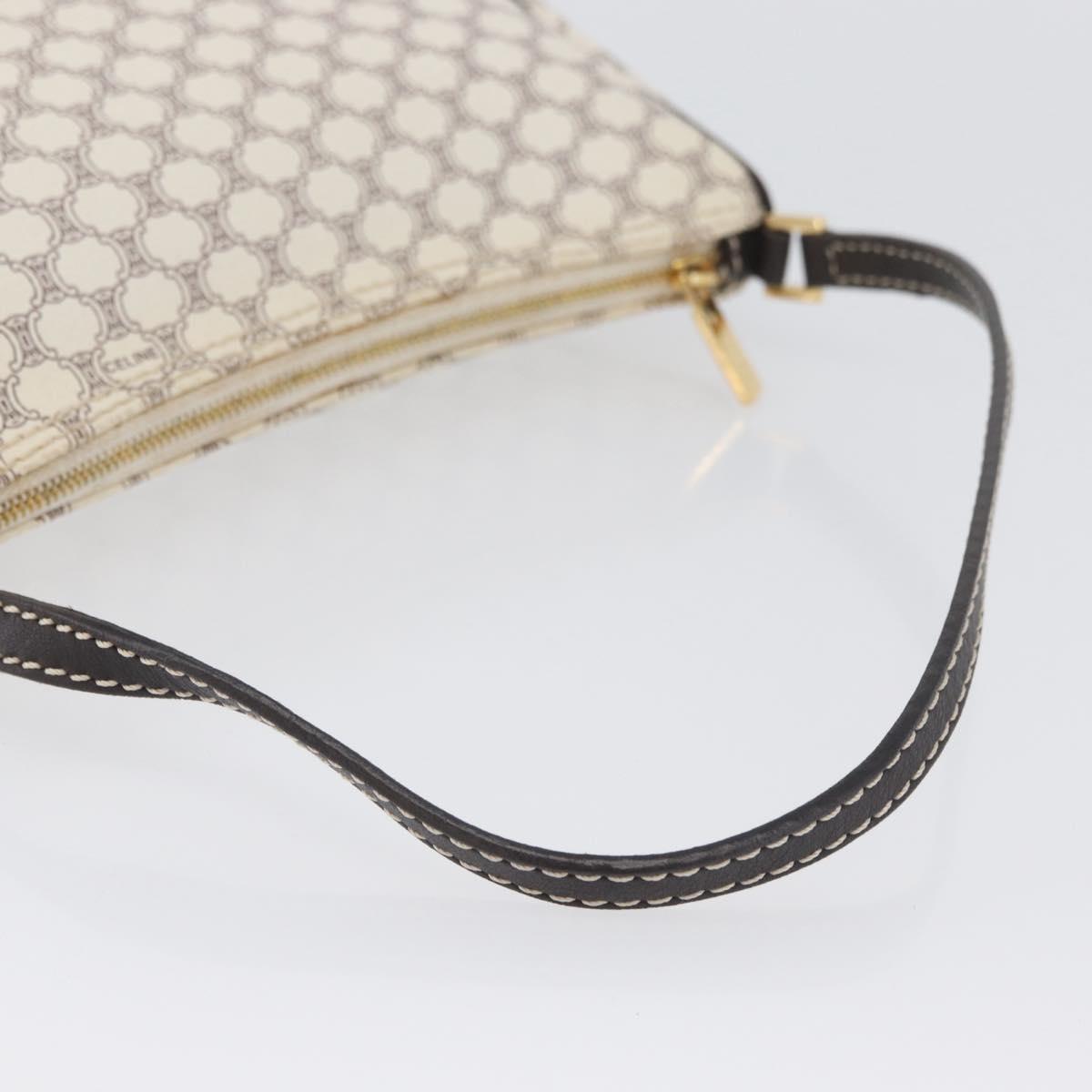 CELINE Macadam Canvas Accessory Pouch PVC Leather White Gold Auth ep13877A