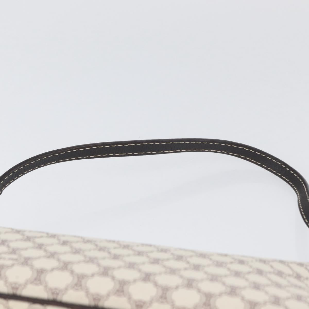 CELINE Macadam Canvas Accessory Pouch PVC Leather White Gold Auth ep13877A
