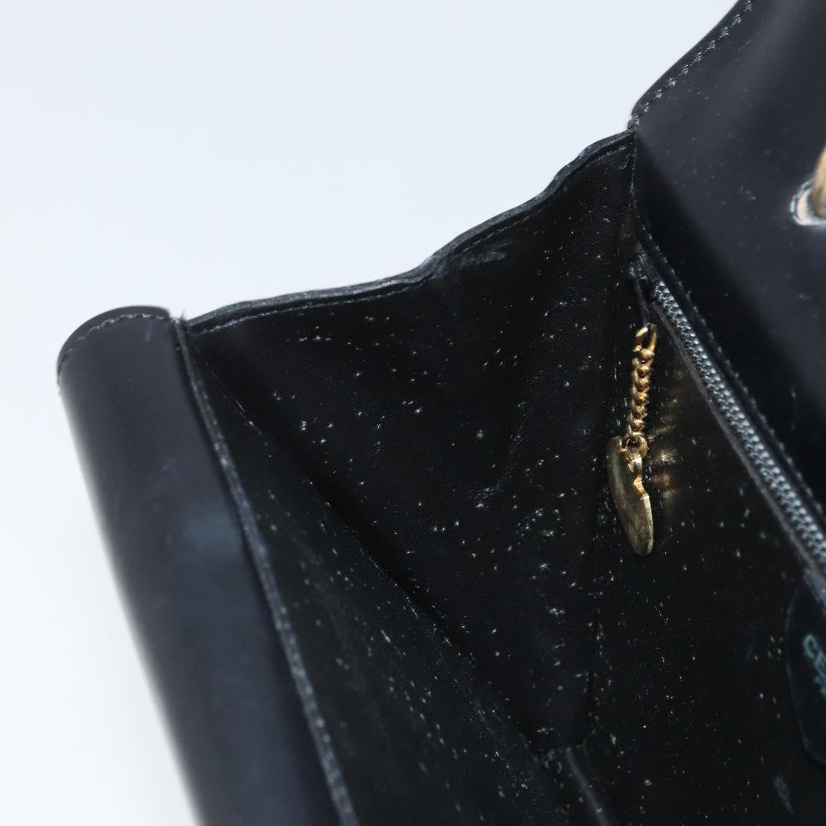 CELINE Hand Bag Leather Black Gold Auth ep13883