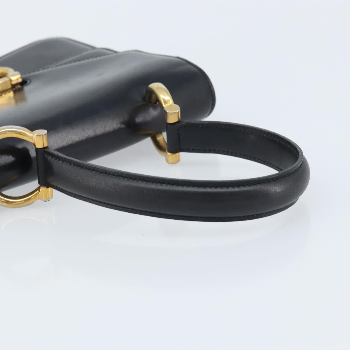 CELINE Hand Bag Leather Black Gold Auth ep13883