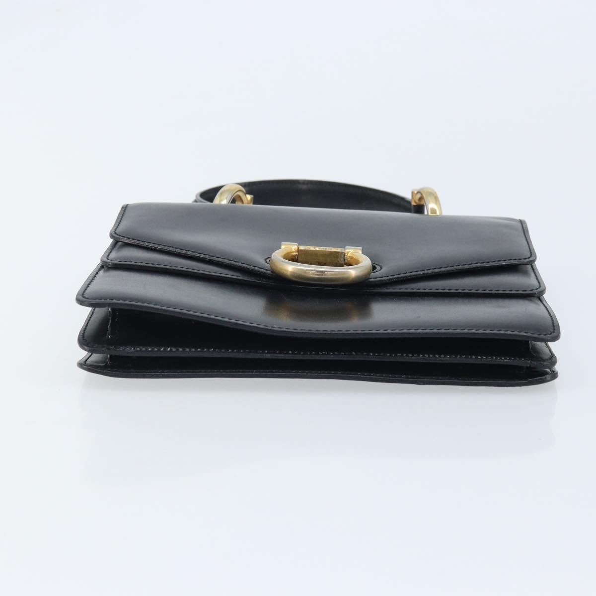 CELINE Hand Bag Leather Black Gold Auth ep13883