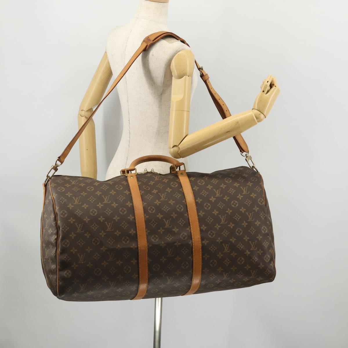 LOUIS VUITTON Monogram Keepall Bandouliere 60 Boston Bag M41412 LV Auth ep13887