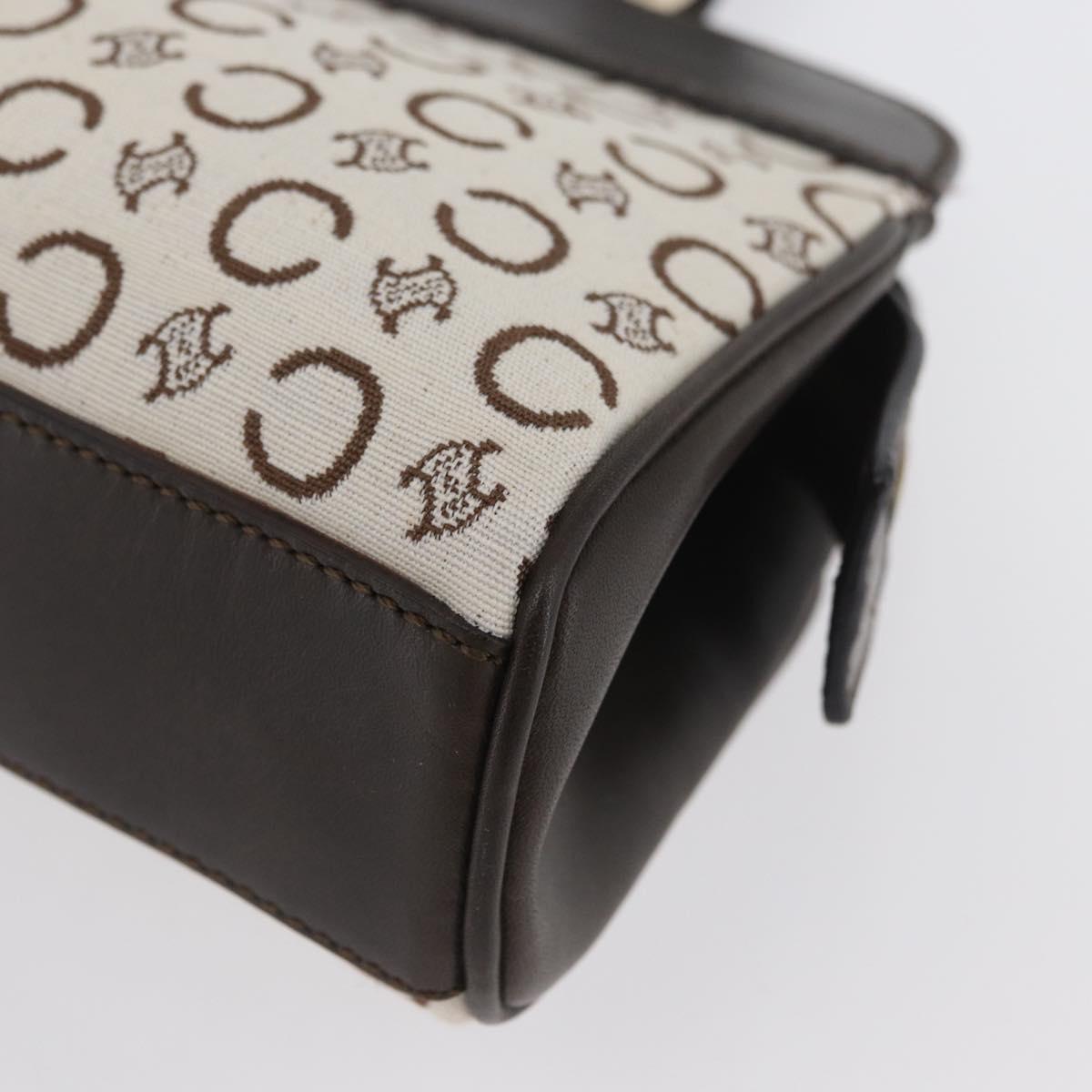 CELINE C Macadam Canvas Hand Bag White Gold Auth ep13890A