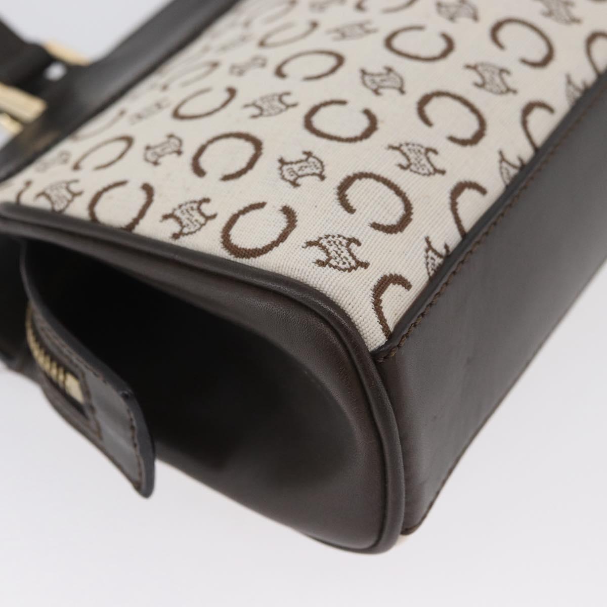 CELINE C Macadam Canvas Hand Bag White Gold Auth ep13890A