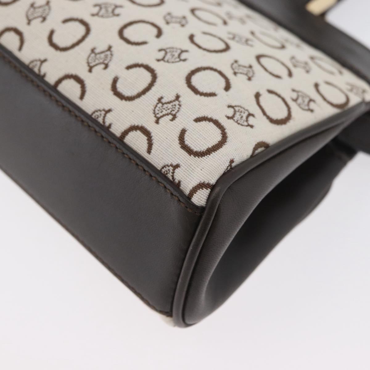 CELINE C Macadam Canvas Hand Bag White Gold Auth ep13890A