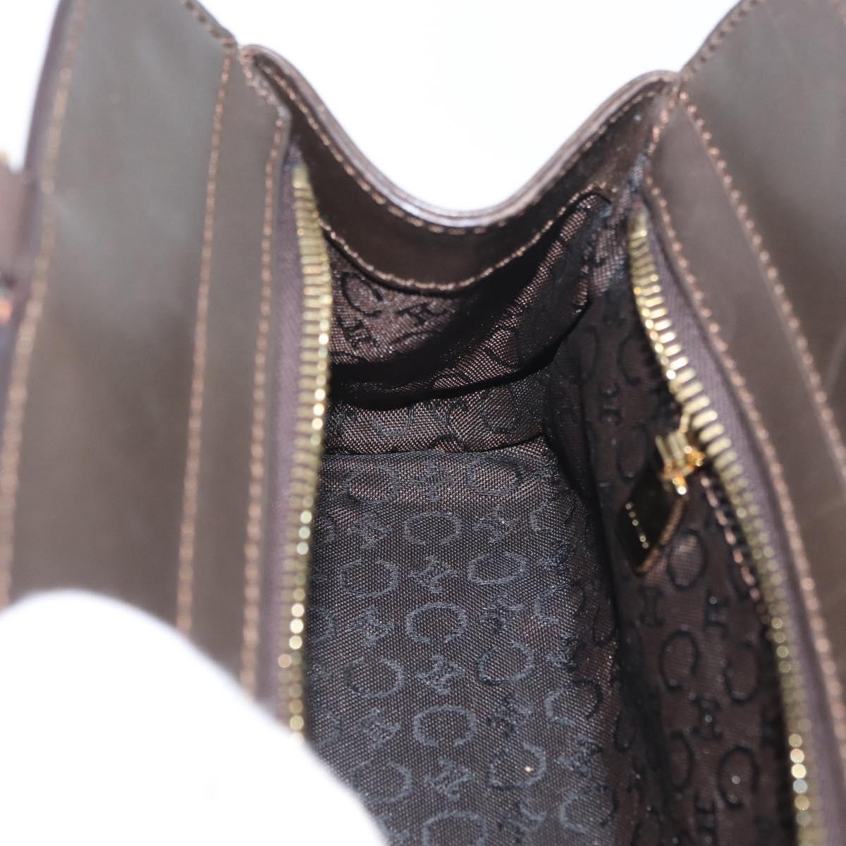 CELINE C Macadam Canvas Hand Bag White Gold Auth ep13890A