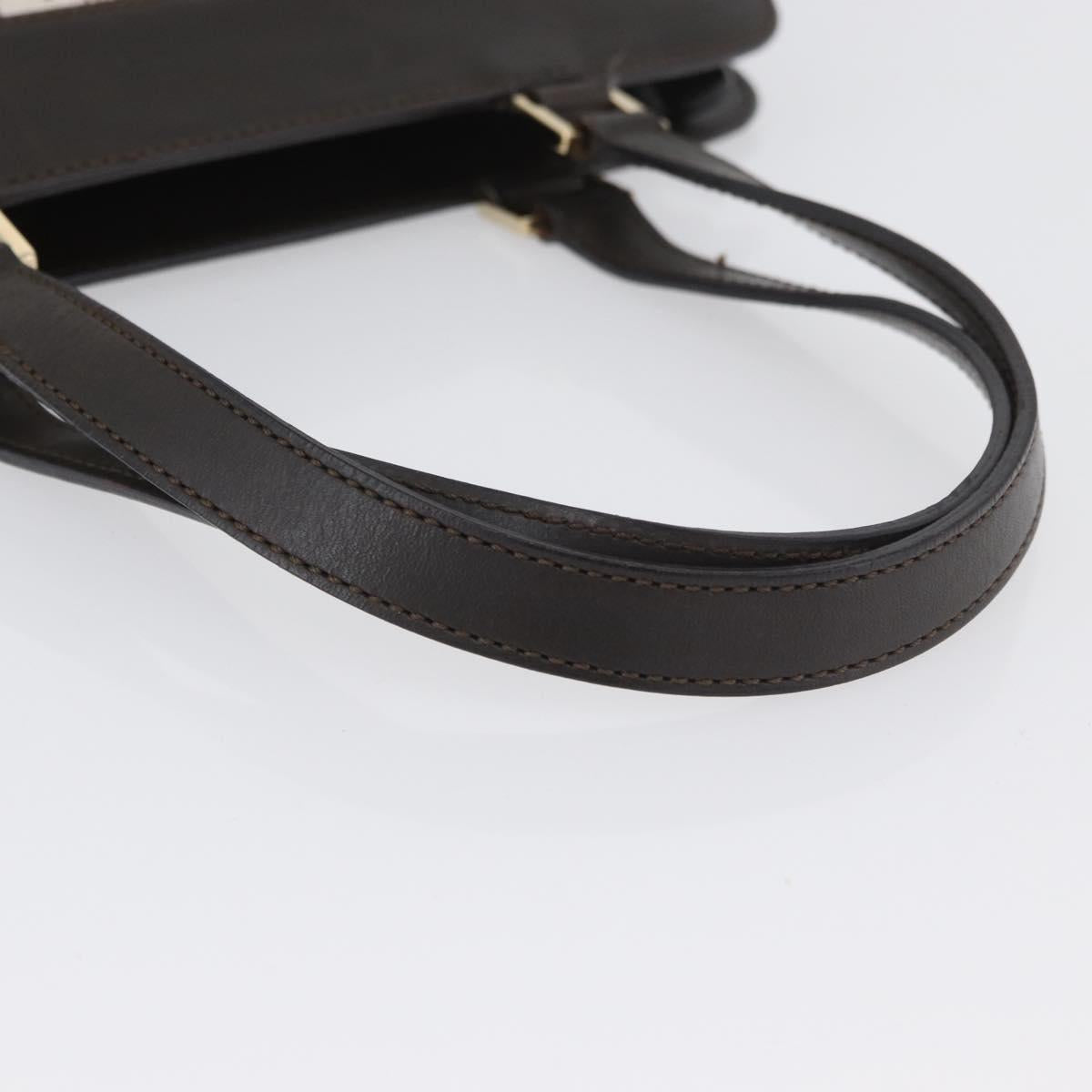 CELINE C Macadam Canvas Hand Bag White Gold Auth ep13890A
