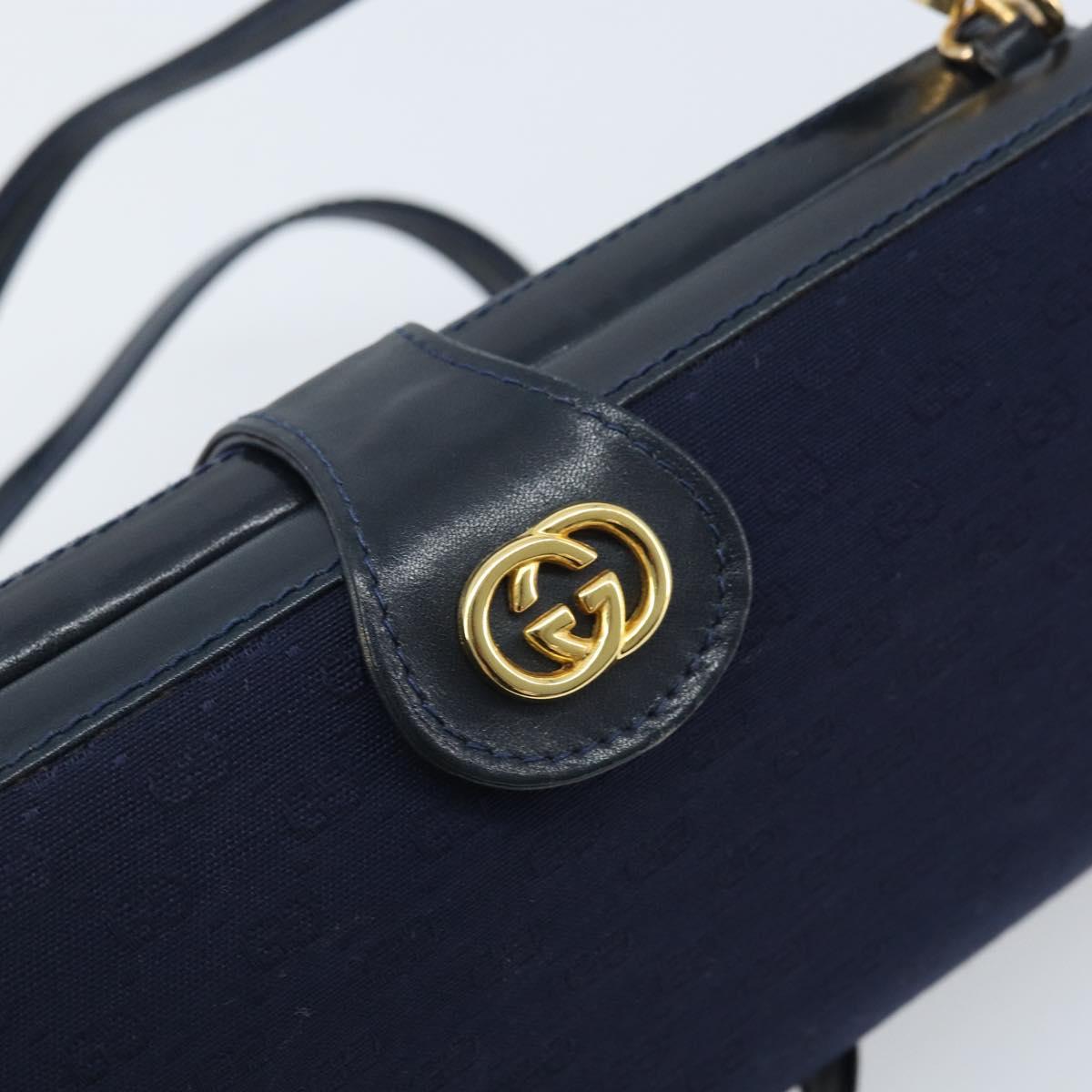 GUCCI Micro GG Supreme Shoulder Bag Navy Gold Auth ep13891