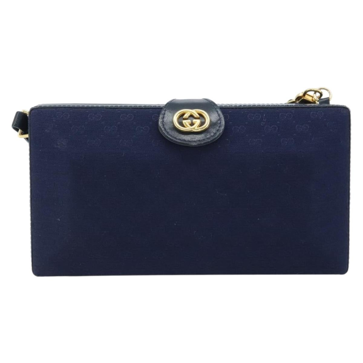 GUCCI Micro GG Supreme Shoulder Bag Navy Gold Auth ep13891