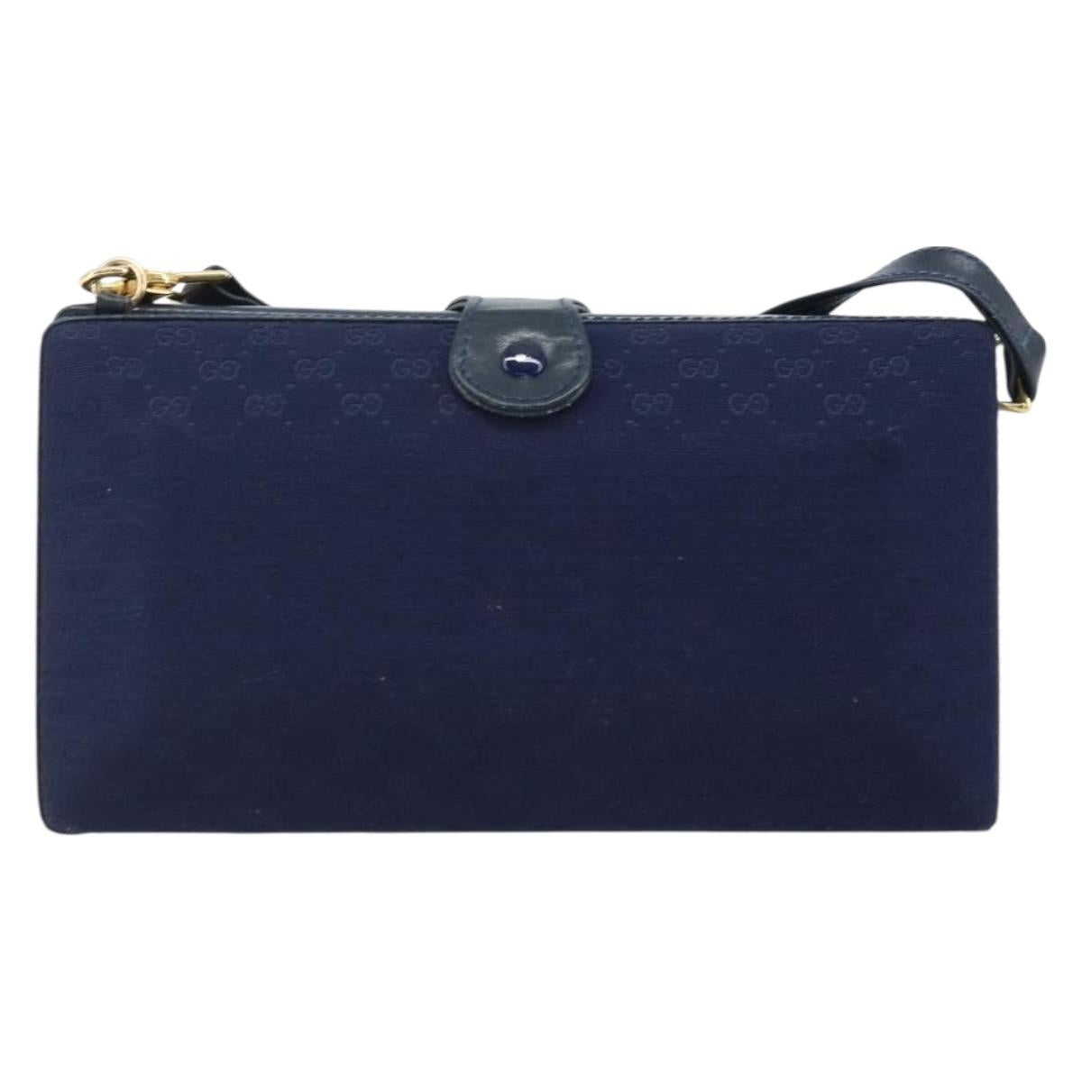 GUCCI Micro GG Supreme Shoulder Bag Navy Gold Auth ep13891