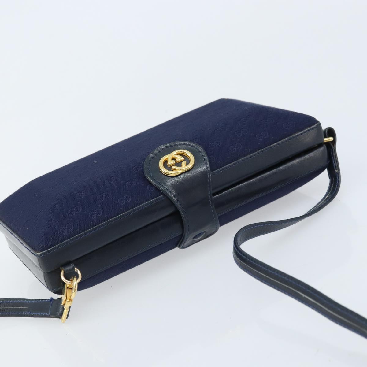 GUCCI Micro GG Supreme Shoulder Bag Navy Gold Auth ep13891