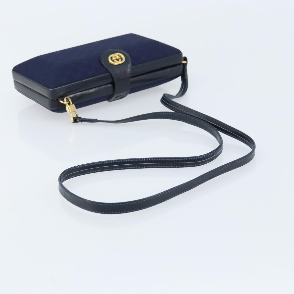 GUCCI Micro GG Supreme Shoulder Bag Navy Gold Auth ep13891