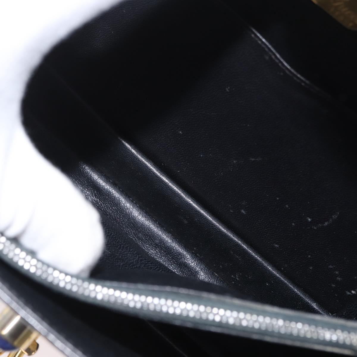 GUCCI Hand Bag Leather Black Gold Auth ep13892