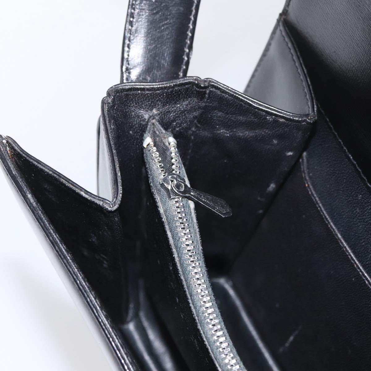 GUCCI Hand Bag Leather Black Gold Auth ep13892