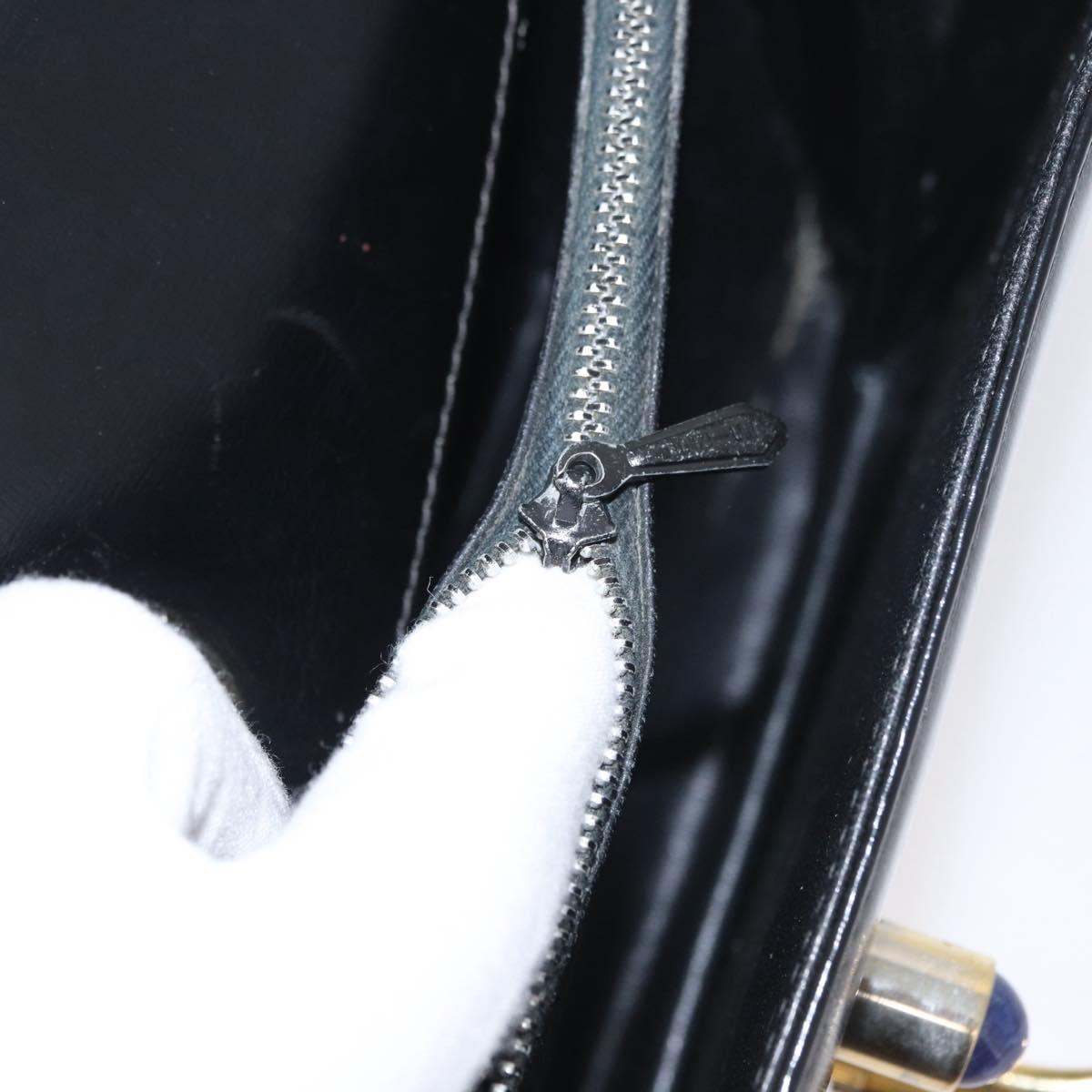 GUCCI Hand Bag Leather Black Gold Auth ep13892