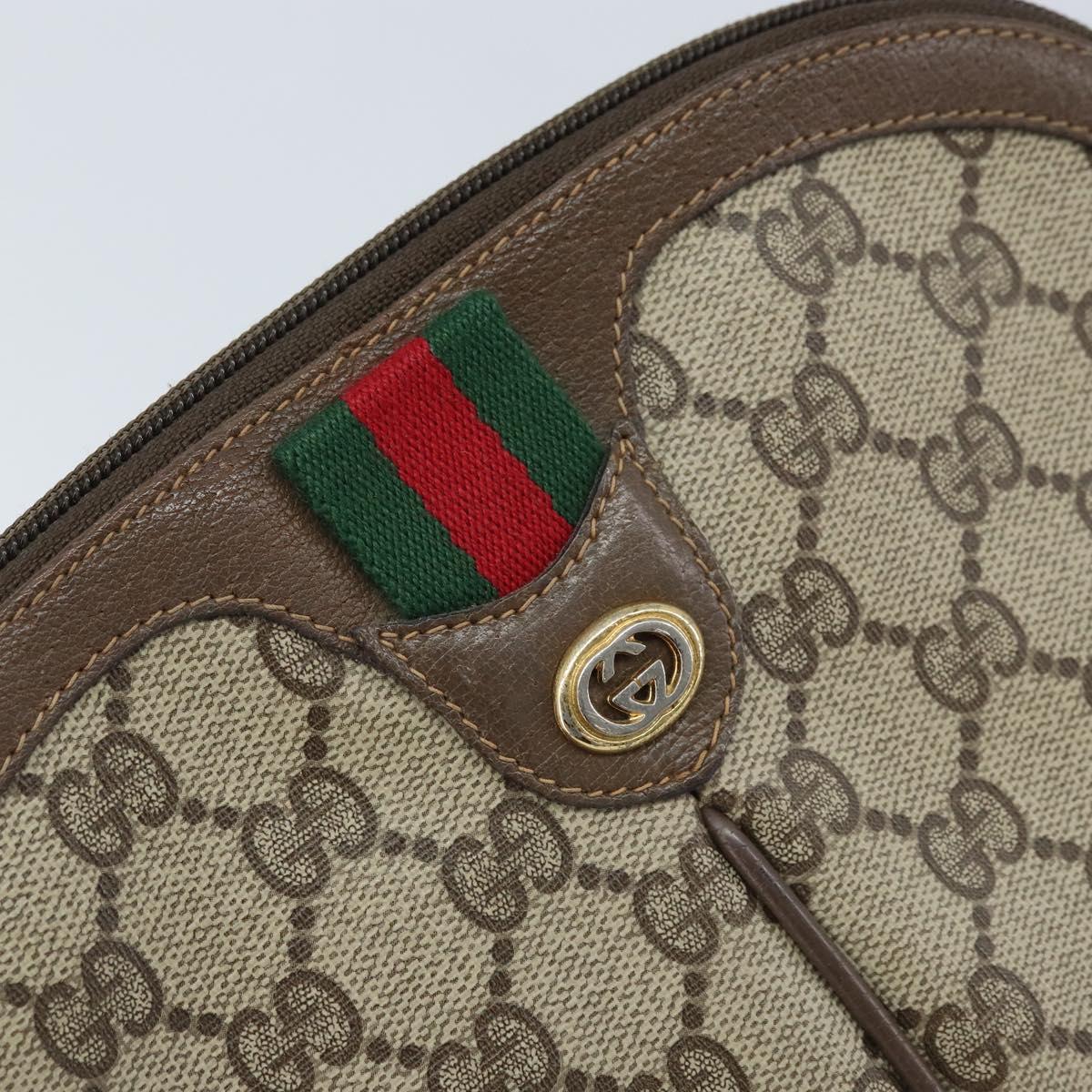 GUCCI GG Supreme Web Sherry Line Bag PVC Beige Gold 904 02 047 Auth ep13893