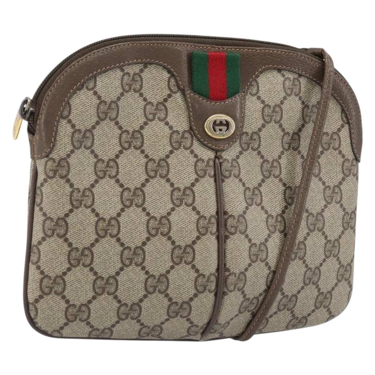 GUCCI GG Supreme Web Sherry Line Bag PVC Beige Gold 904 02 047 Auth ep13893