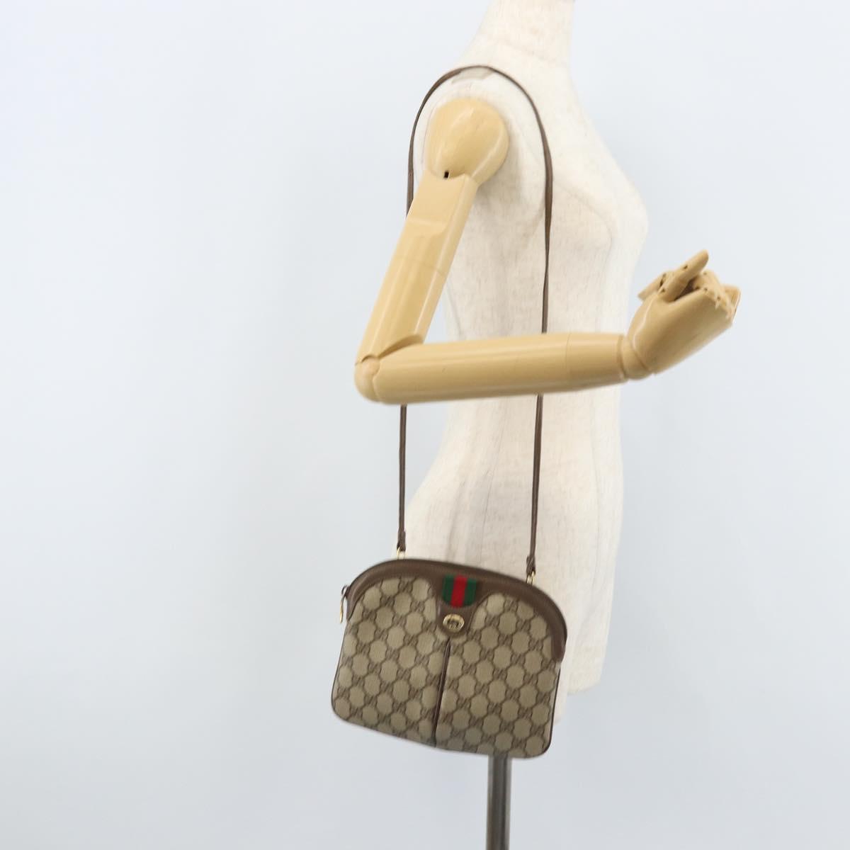 GUCCI GG Supreme Web Sherry Line Bag PVC Beige Gold 904 02 047 Auth ep13893