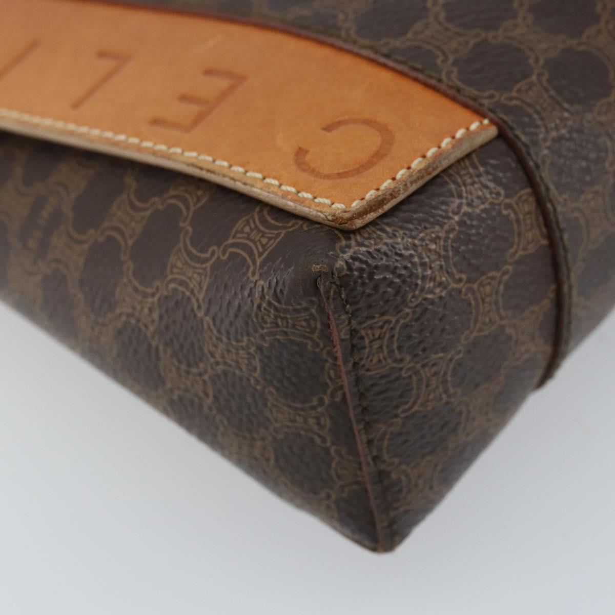 CELINE Macadam Canvas Hand Bag PVC Leather Brown Gold Auth ep13894A