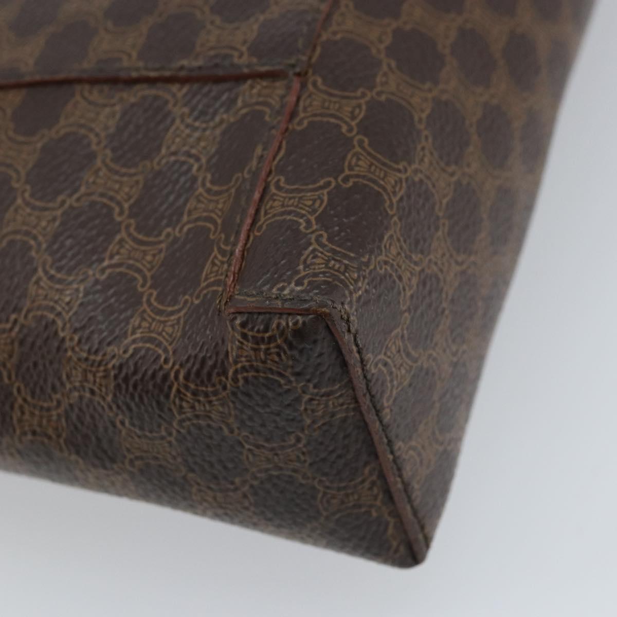 CELINE Macadam Canvas Hand Bag PVC Leather Brown Gold Auth ep13894A