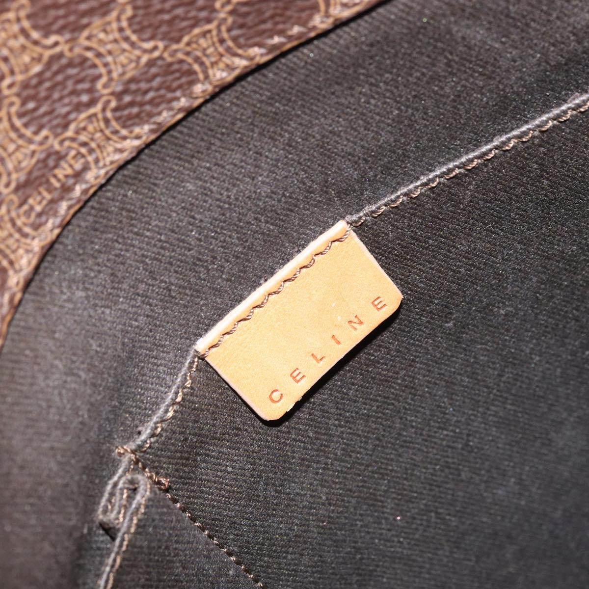 CELINE Macadam Canvas Hand Bag PVC Leather Brown Gold Auth ep13894A