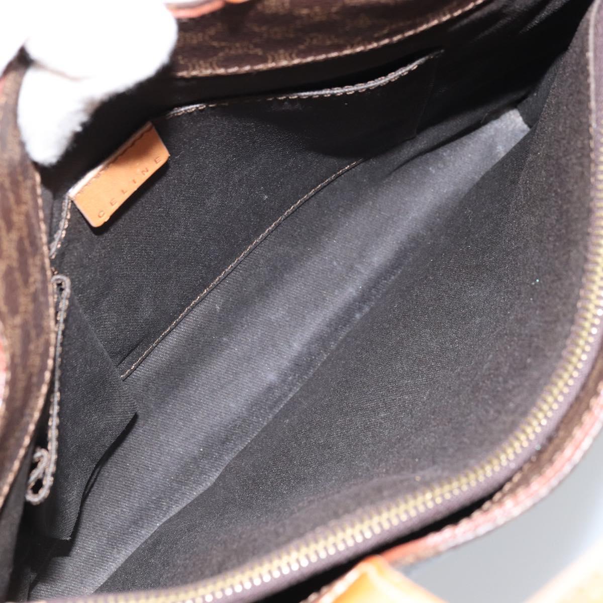 CELINE Macadam Canvas Hand Bag PVC Leather Brown Gold Auth ep13894A