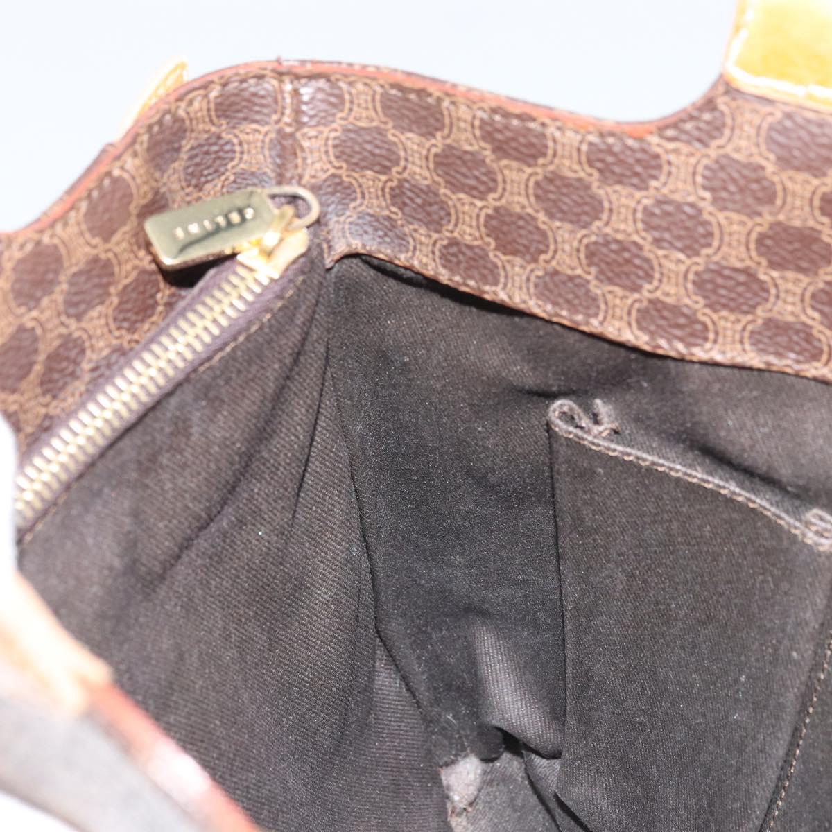 CELINE Macadam Canvas Hand Bag PVC Leather Brown Gold Auth ep13894A