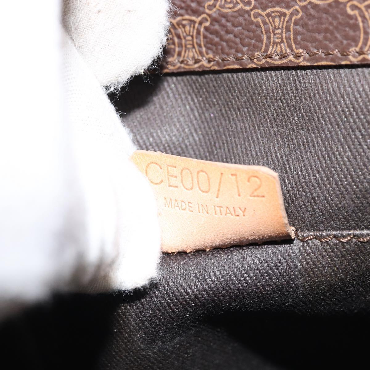 CELINE Macadam Canvas Hand Bag PVC Leather Brown Gold Auth ep13894A