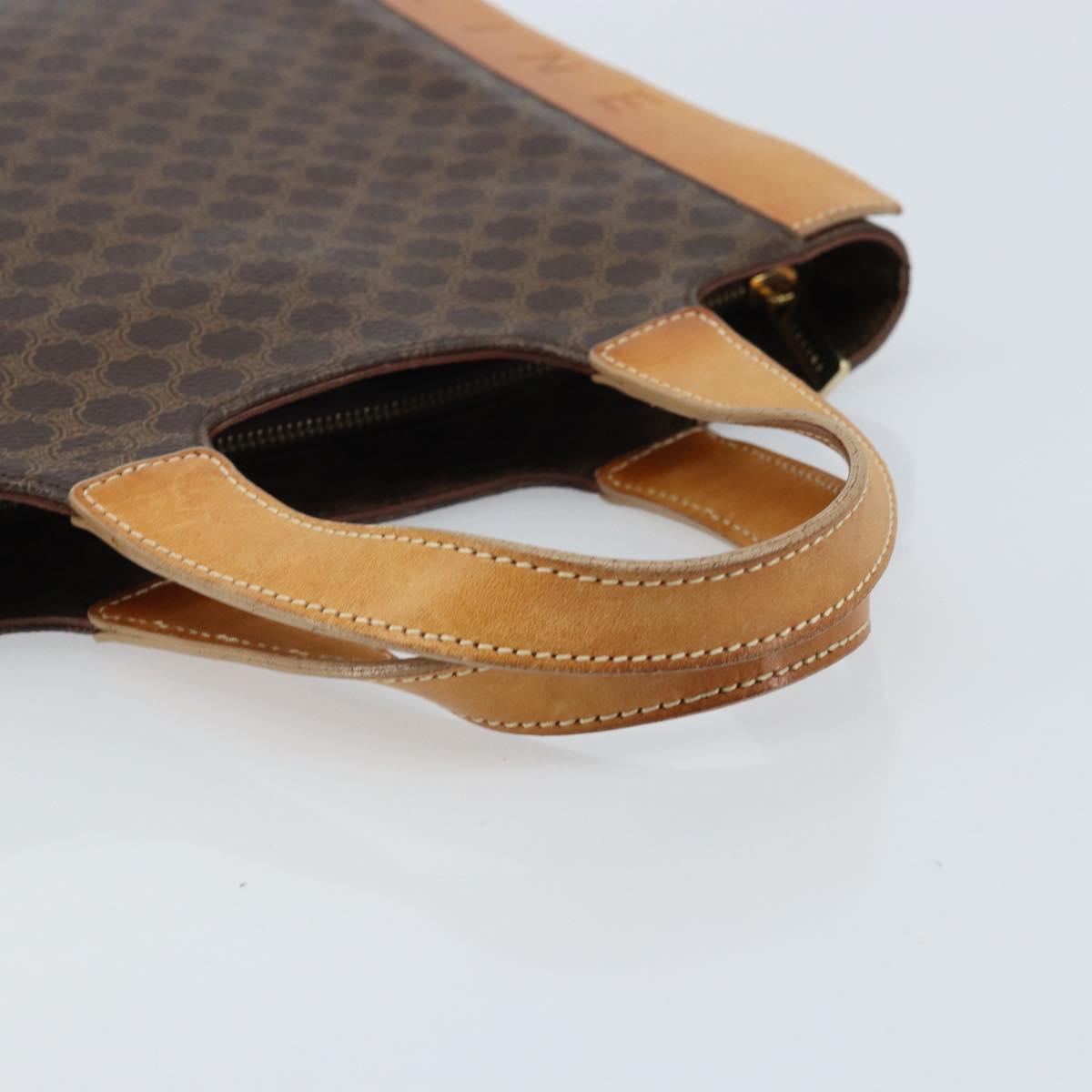 CELINE Macadam Canvas Hand Bag PVC Leather Brown Gold Auth ep13894A
