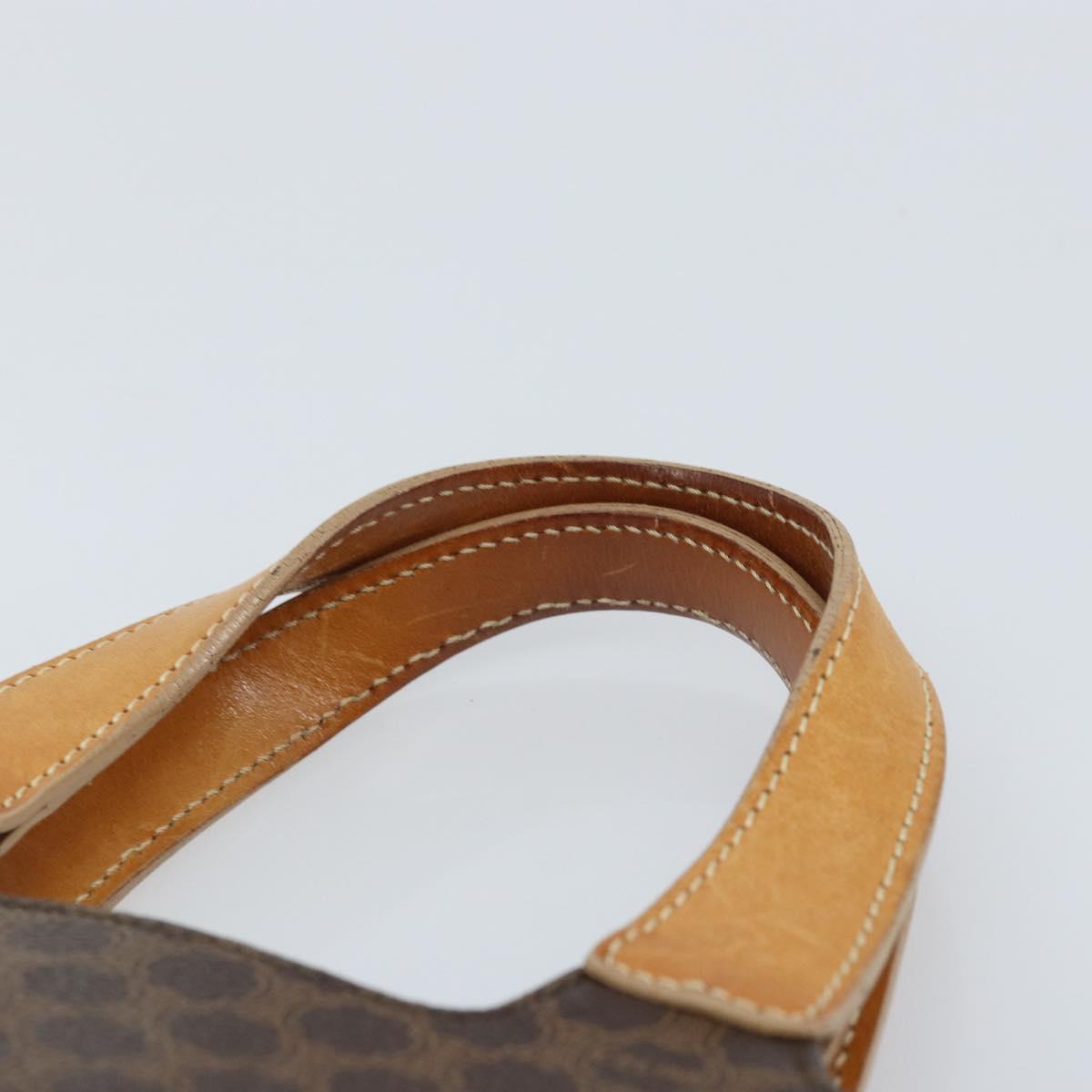 CELINE Macadam Canvas Hand Bag PVC Leather Brown Gold Auth ep13894A