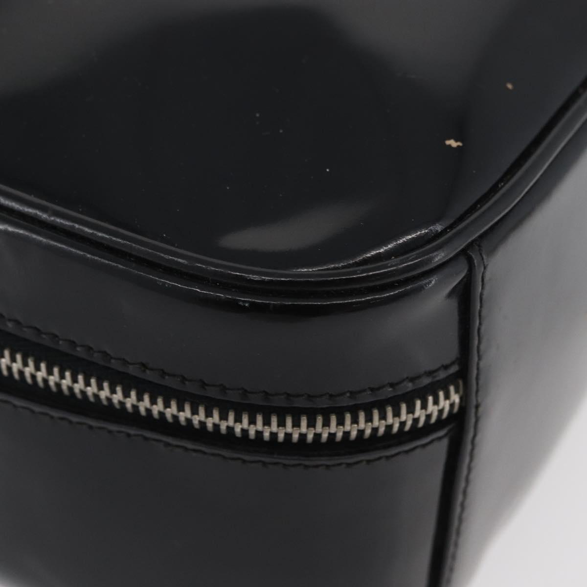 GUCCI Bamboo Hand Bag Patent leather Black Silver 000 270 0323 Auth ep13896