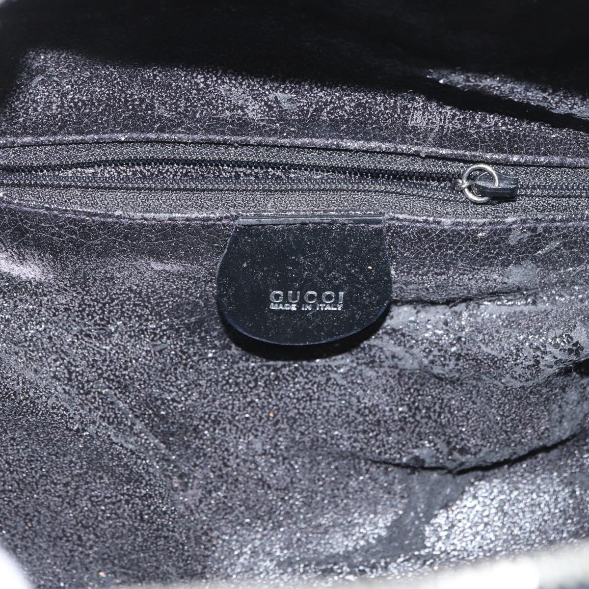 GUCCI Bamboo Hand Bag Patent leather Black Silver 000 270 0323 Auth ep13896