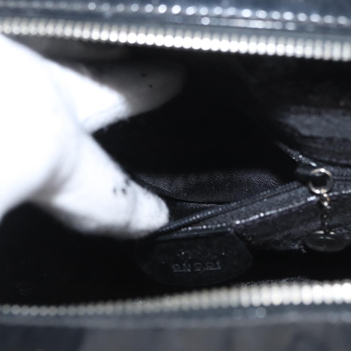 GUCCI Bamboo Hand Bag Patent leather Black Silver 000 270 0323 Auth ep13896