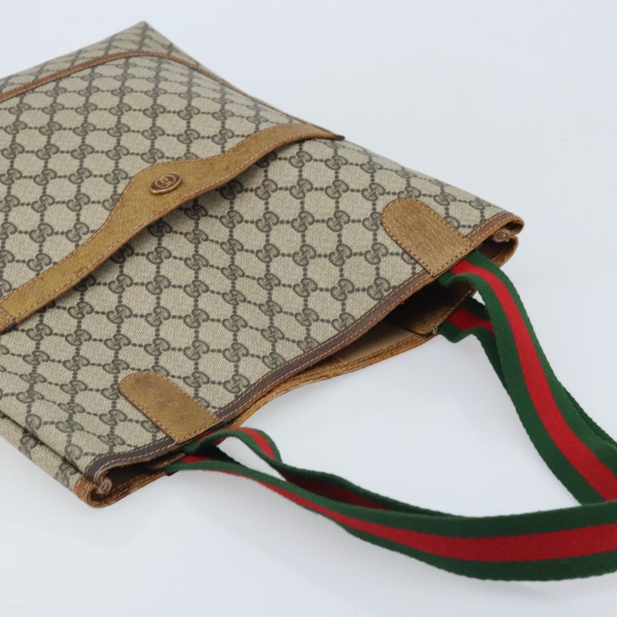GUCCI GG Supreme Web Sherry Line Tote Bag PVC Beige 39 002 4487 Auth ep13898