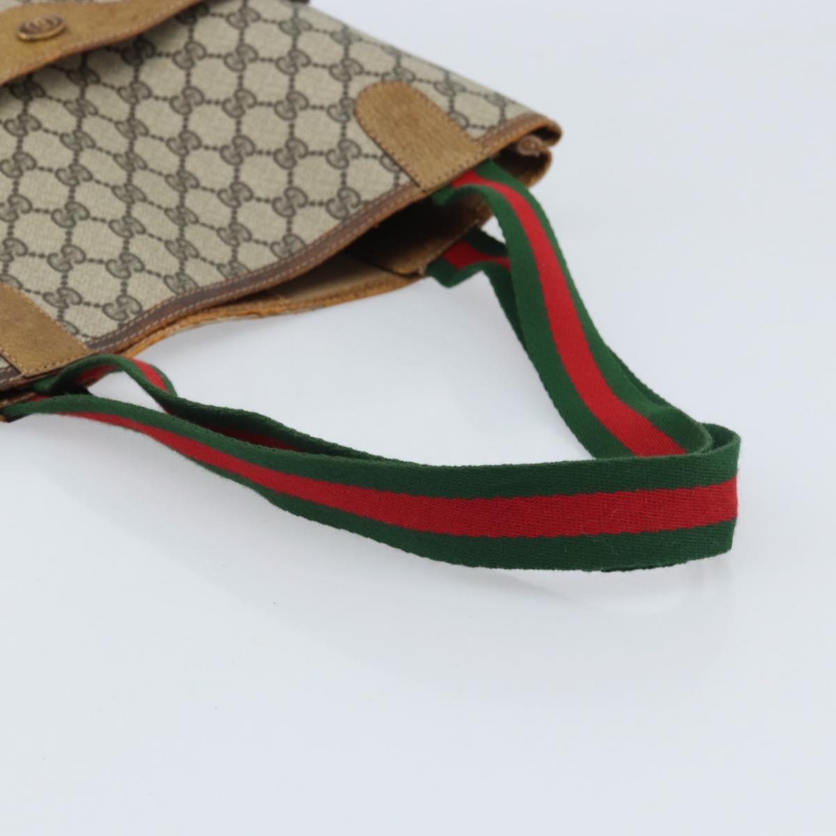 GUCCI GG Supreme Web Sherry Line Tote Bag PVC Beige 39 002 4487 Auth ep13898