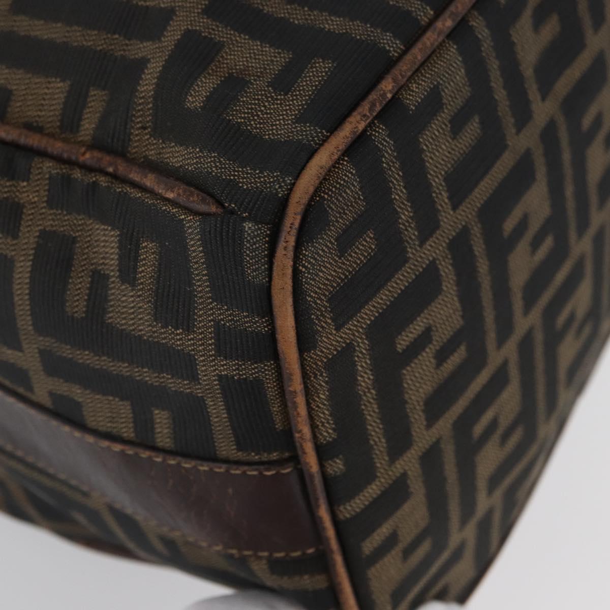 FENDI Zucca Canvas Vanity Hand Bag Black Brown Auth ep13903