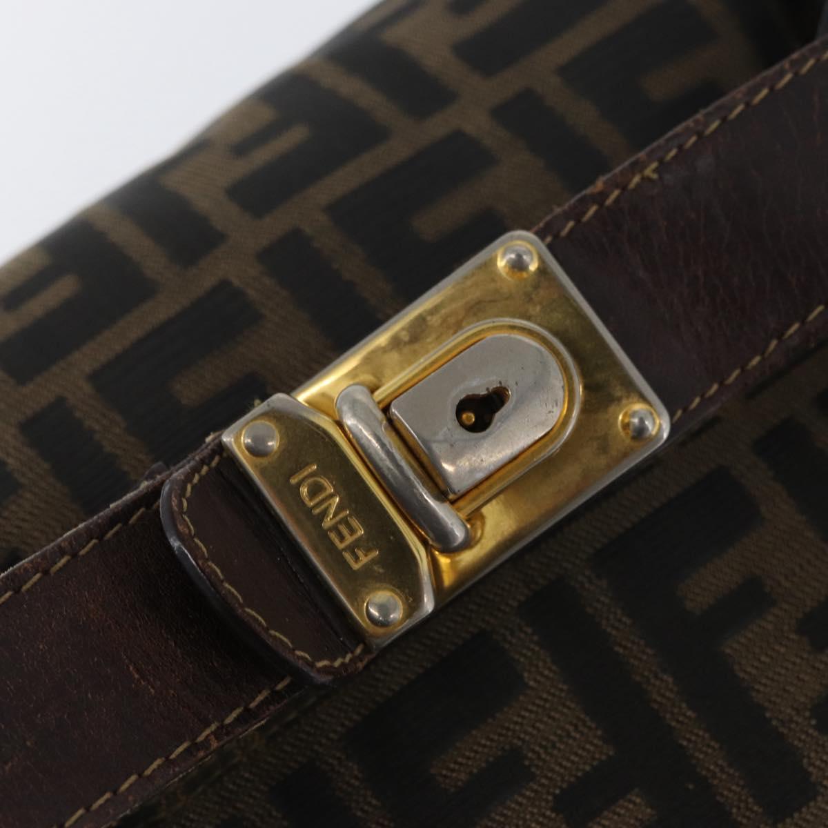 FENDI Zucca Canvas Vanity Hand Bag Black Brown Auth ep13903
