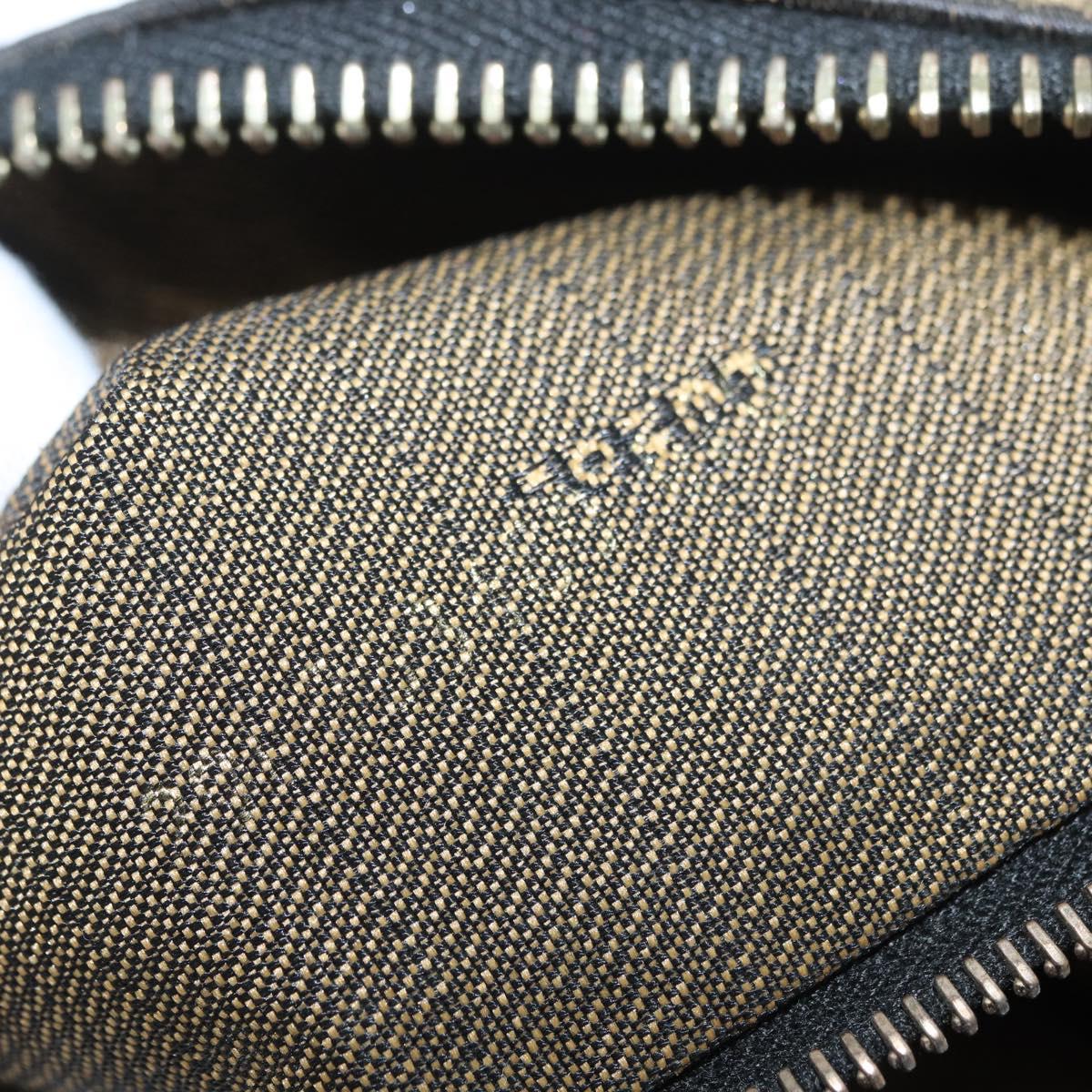 FENDI Zucca Canvas Vanity Hand Bag Black Brown Auth ep13903