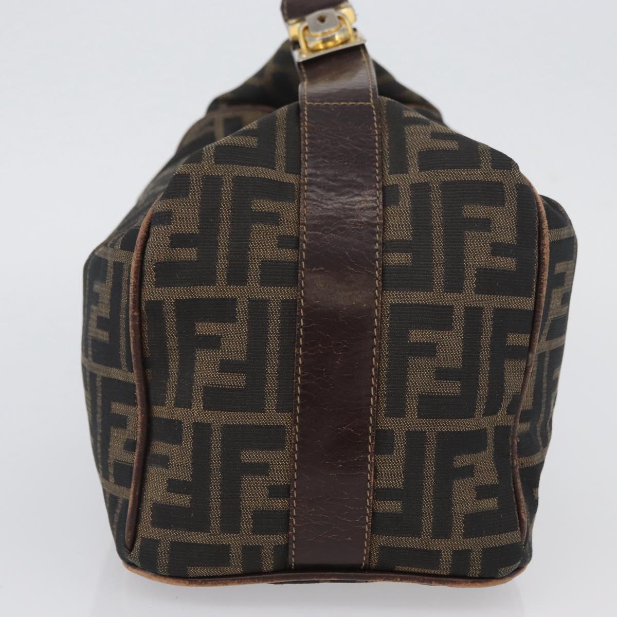 FENDI Zucca Canvas Vanity Hand Bag Black Brown Auth ep13903