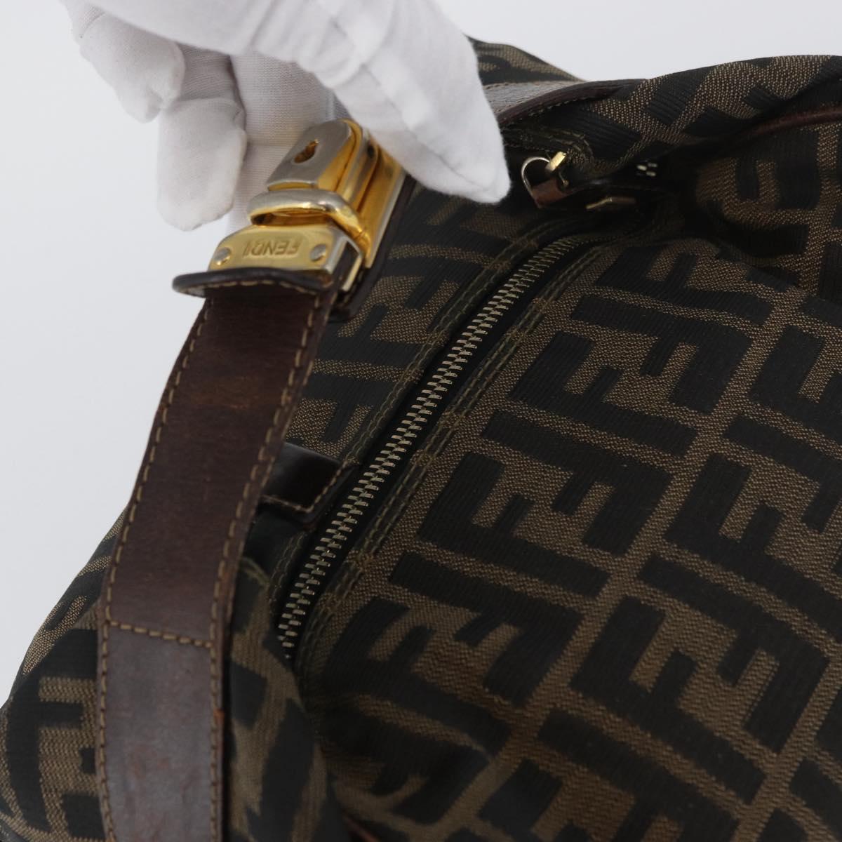 FENDI Zucca Canvas Vanity Hand Bag Black Brown Auth ep13903