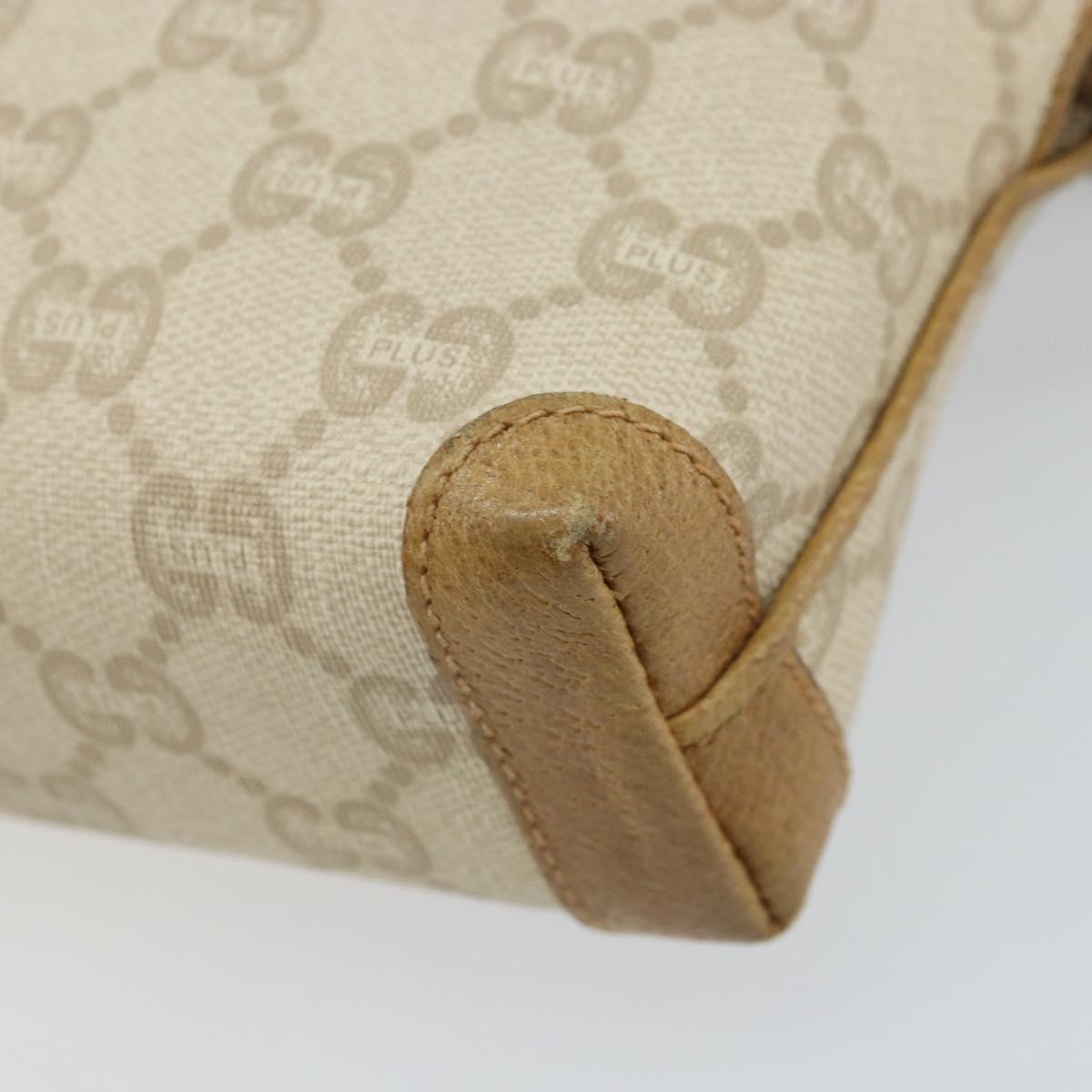 GUCCI GG Plus Supreme Shoulder Bag PVC Beige Gold Auth ep13904