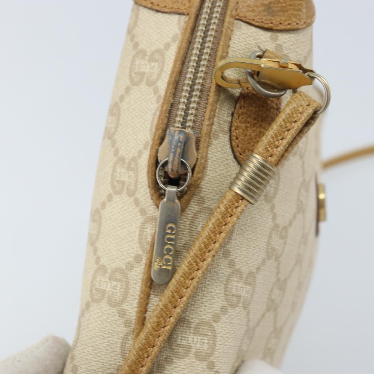 GUCCI GG Plus Supreme Shoulder Bag PVC Beige Gold Auth ep13904