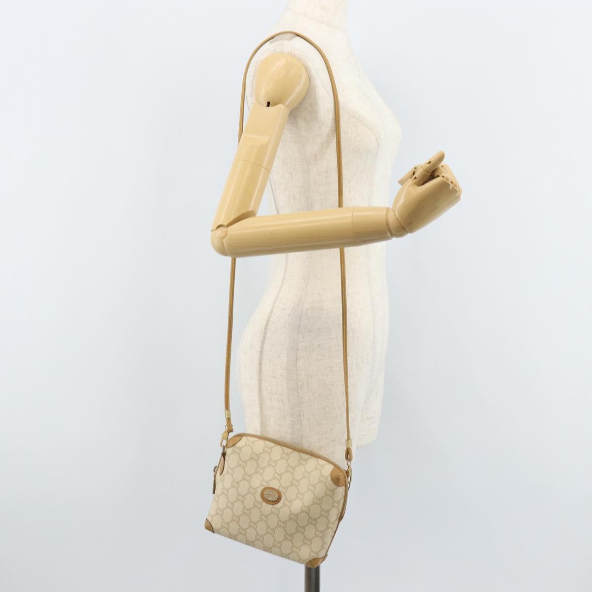 GUCCI GG Plus Supreme Shoulder Bag PVC Beige Gold Auth ep13904