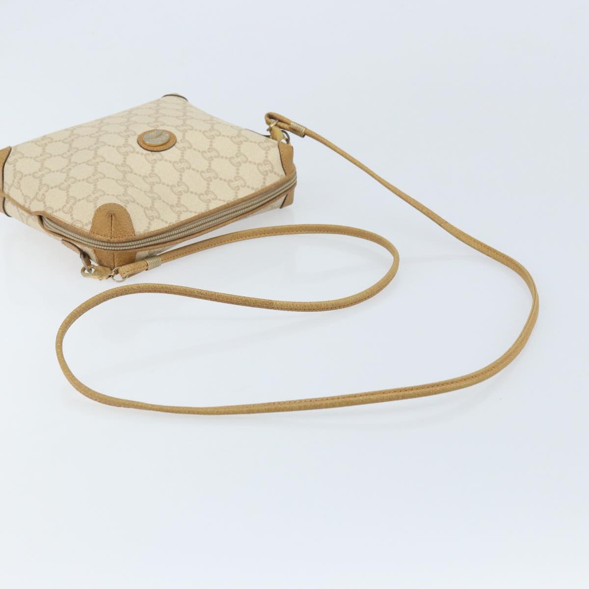 GUCCI GG Plus Supreme Shoulder Bag PVC Beige Gold Auth ep13904