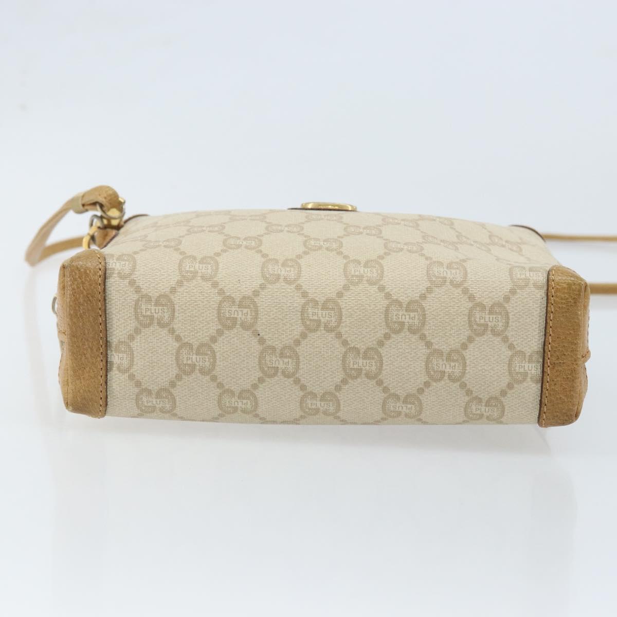GUCCI GG Plus Supreme Shoulder Bag PVC Beige Gold Auth ep13904