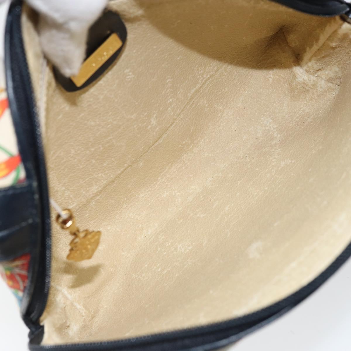 GUCCI Flora Shoulder Bag Canvas Leather White Gold 007 115 1093 Auth ep13906