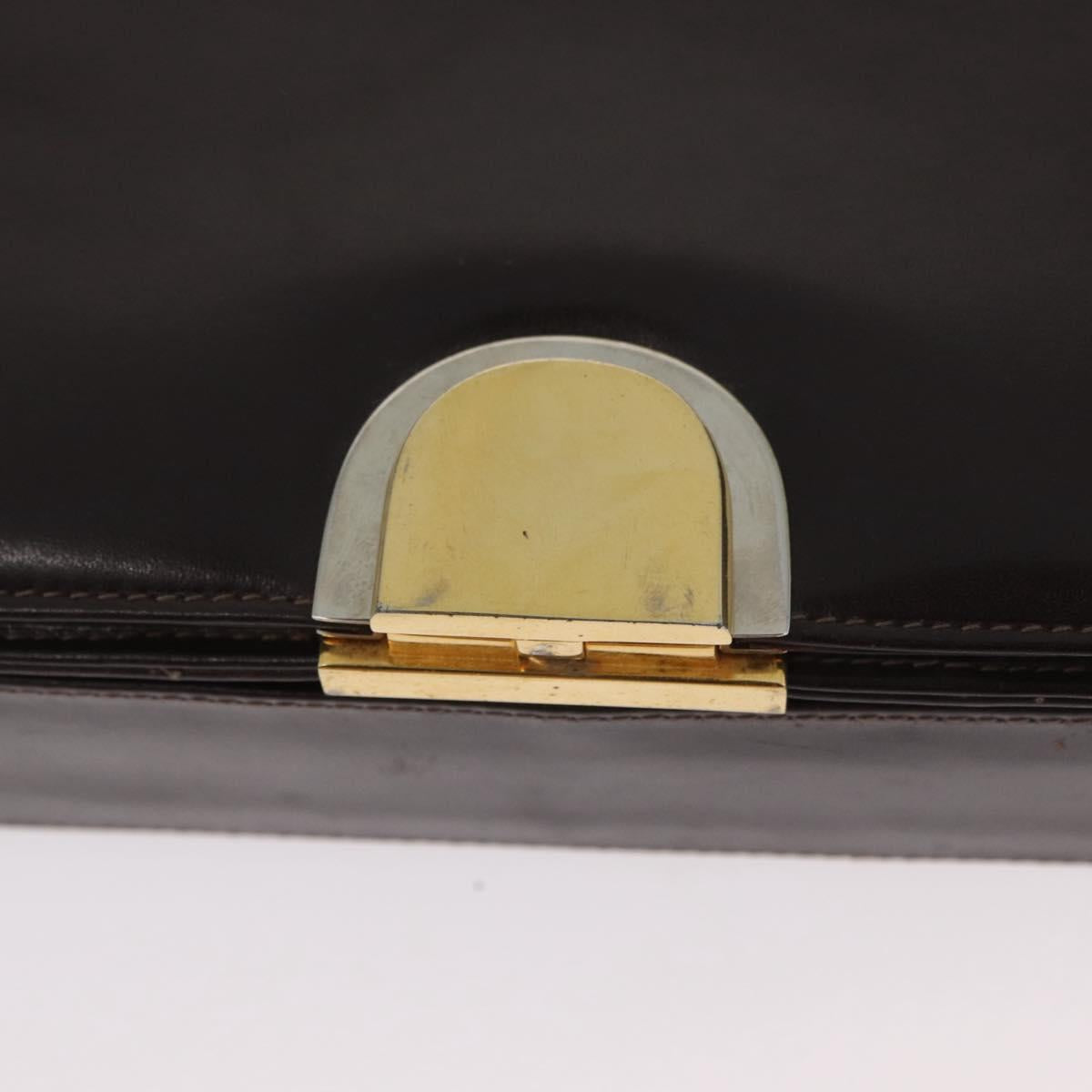 GUCCI Shoulder Bag Leather Brown Gold Auth ep13909