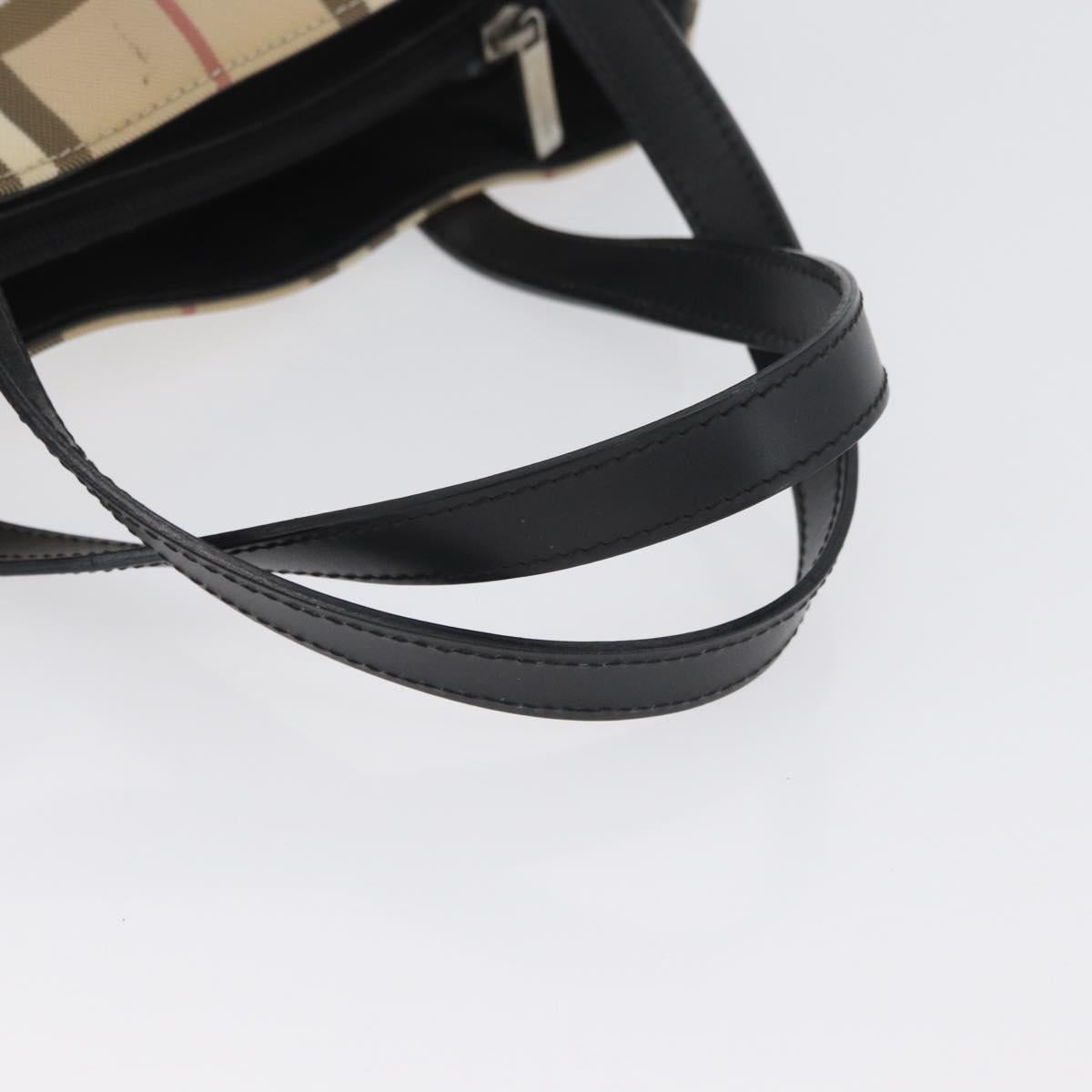 BURBERRY Nova Check Hand Bag PVC Beige Silver Auth ep13911